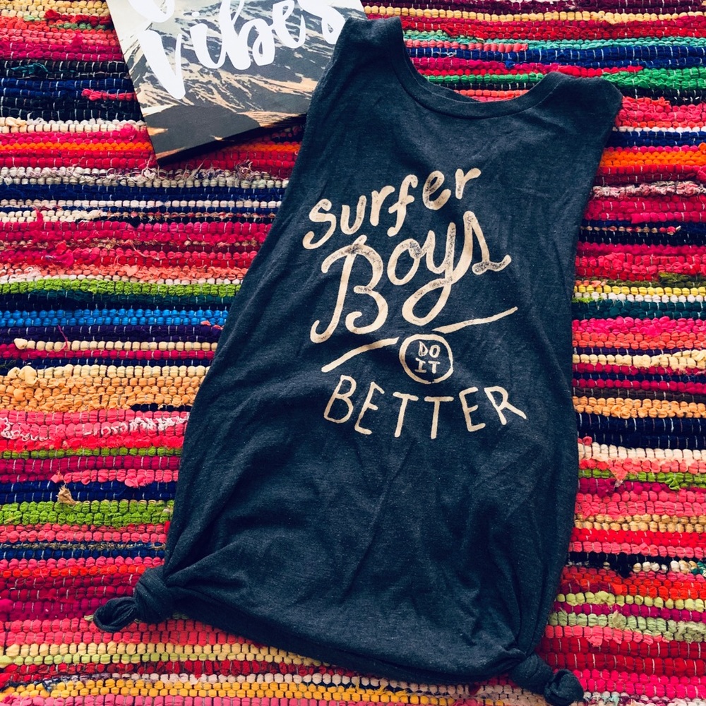 O'Neill Black Tank Top with White Script Graphic